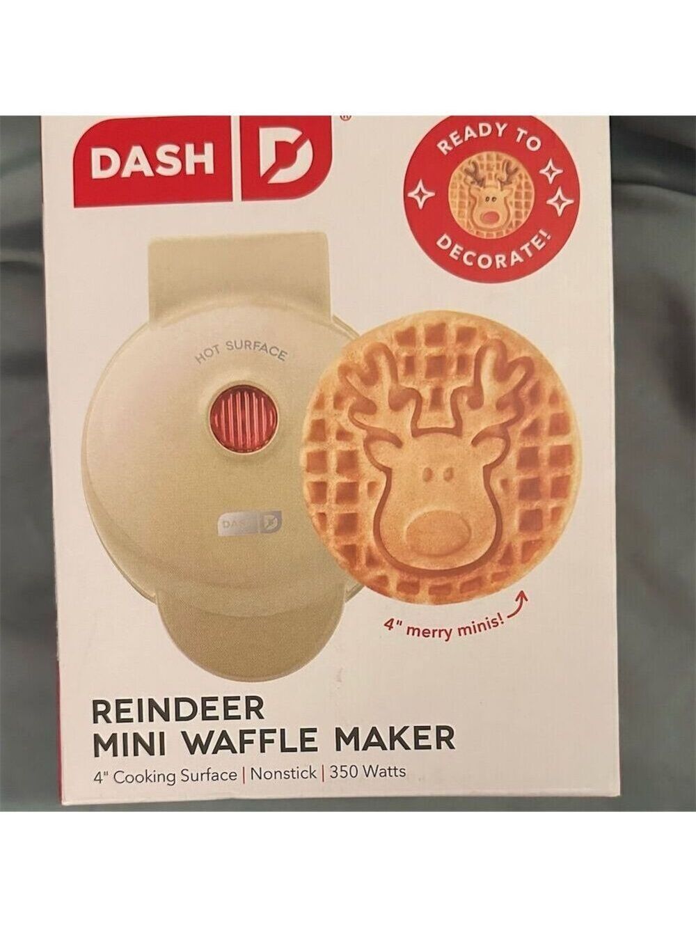 Dash Reindeer Mini Waffle Maker Multicolor Non-Stick Compact Electric